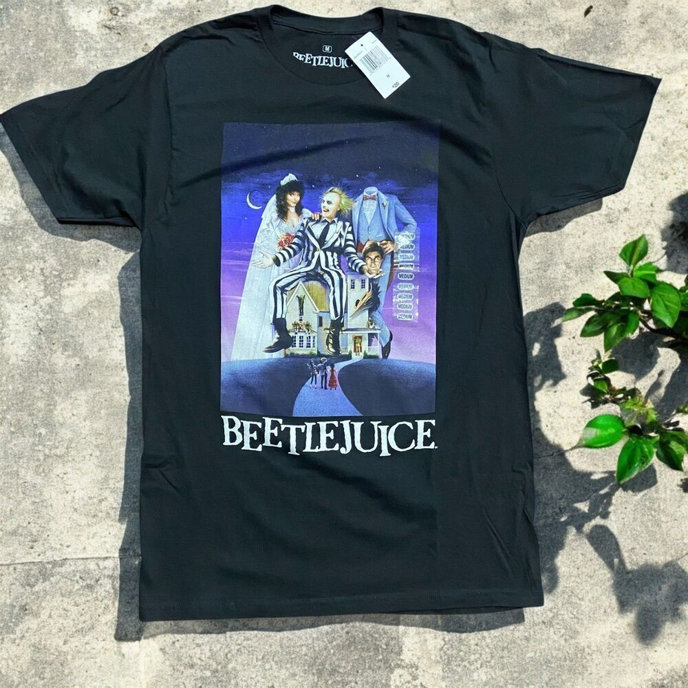 Beetlejuice Movie Poster Film Keaton Burton Black Purple NWT T-Shirt Unisex M